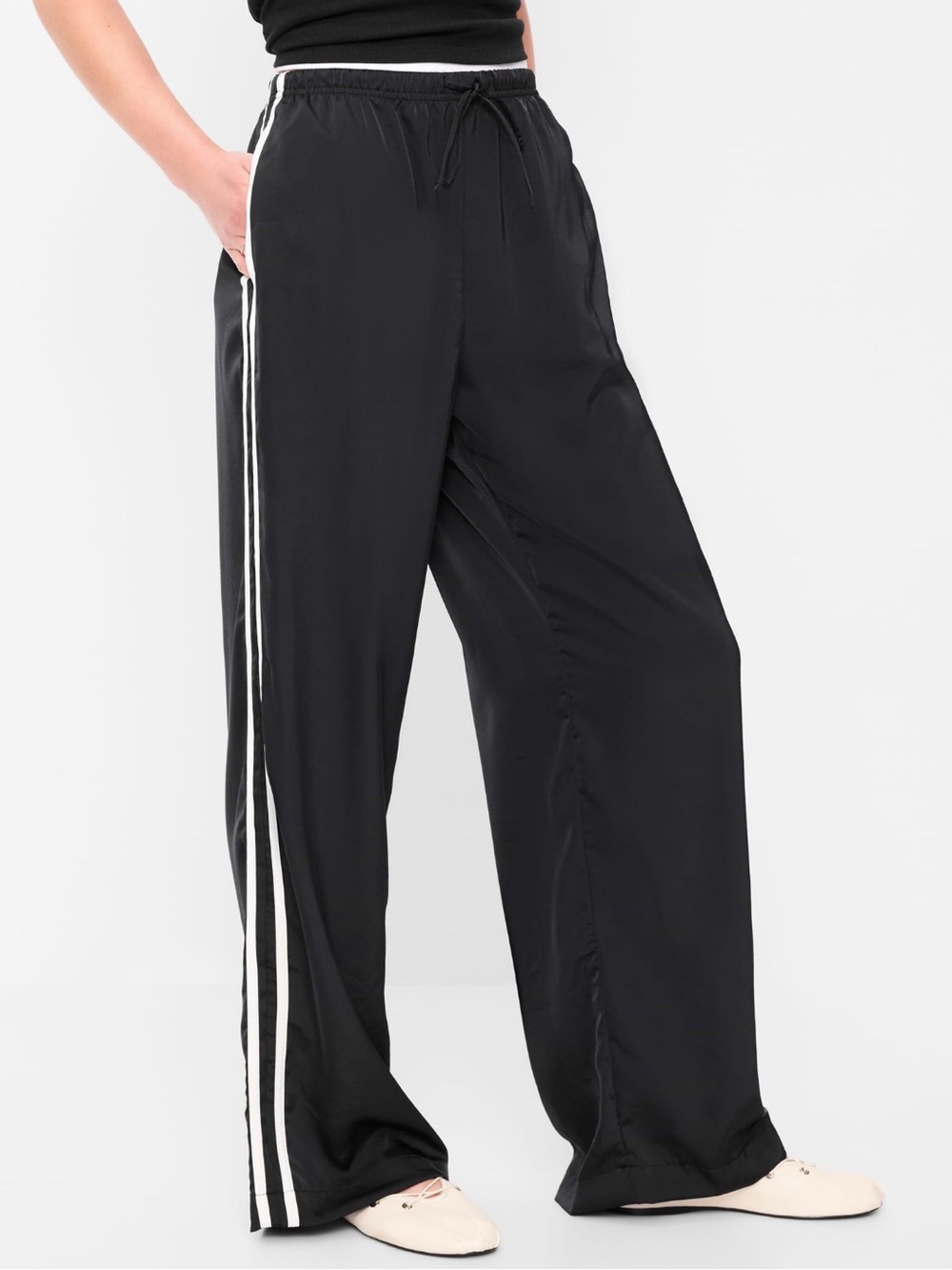 High Wasted Satin Track Pants